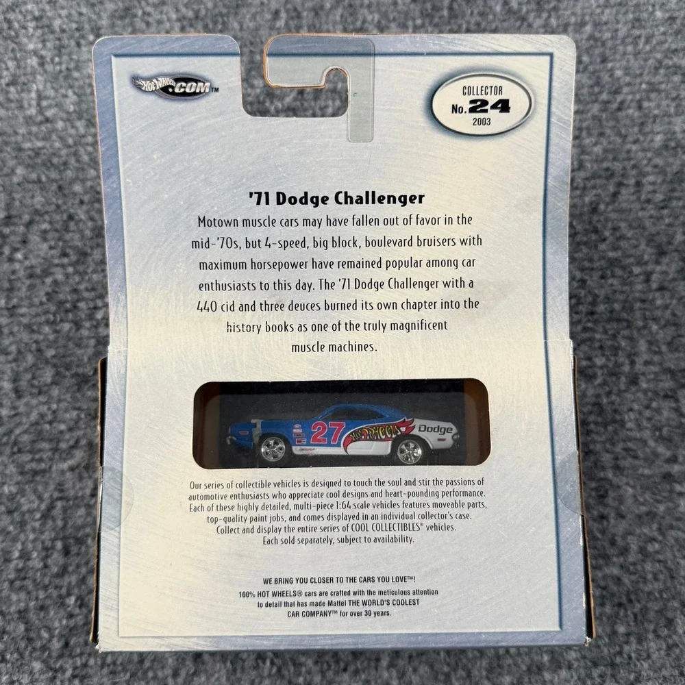 Hot Wheels '71 Dodge Challenger 1:64 Blue 2003 Metal Collection 57344 No. 24